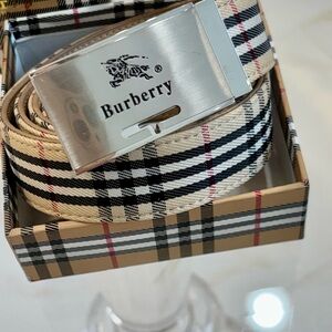 Burberry Women's Plaid Belt - Black, White, Tan, Red